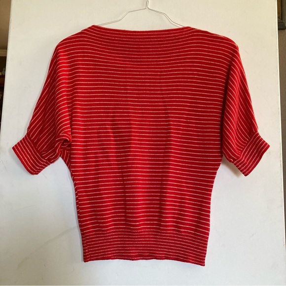 Vintage early 1980s Red Striped Sweater boat neck with Swimmer Design size XS/S - Picture 7 of 13